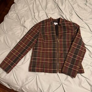 Sag Harbor Red and Brown Plaid Blazer